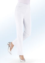 Broek met glinsterende kralen- en glittersteentjesversiering. WIT