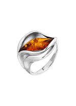 Elegante damesring met echte barnsteen 