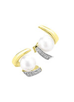 Oorstekers met zoetwaterparels en synthetische zirkonia 