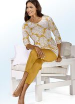 Pyjama met ronde hals en 3/4-mouwen SAFFRAAN-WIT