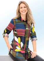 Kleurrijke lange blouse met inkjetprint 