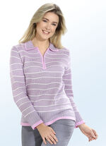 Pullover met structuurmix ROSÉ-GRIJS-CRÈME