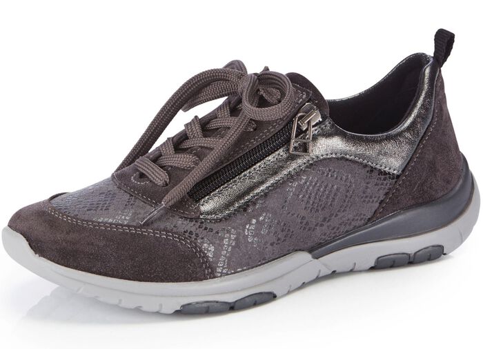 ELENA EDEN sneakers met glanzend bedrukt elastisch materiaal POORT GRIJS