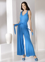 Jumpsuit met aangehechte tailleband in 3 kleuren AZUURBLAUW