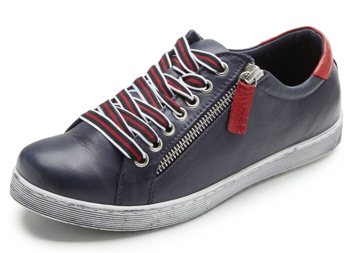 Andrea Conti sneakers met slimme contrasterende vetersluiting NAVY-ROOD