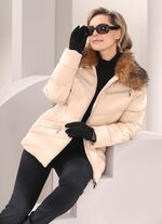 Jas met afneembare imitatiebontrand op de kraag 