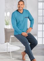 Twee-pack pyjama's met V-hals en open zomen 