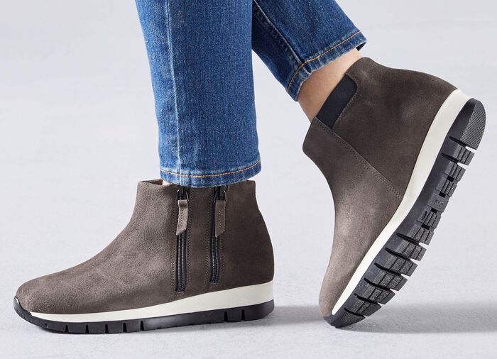 Bootie met twee ritsen GRIJS