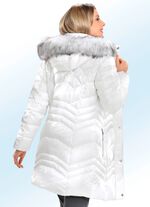 Functionele korte jas met afneembare capuchon NATUURWIT