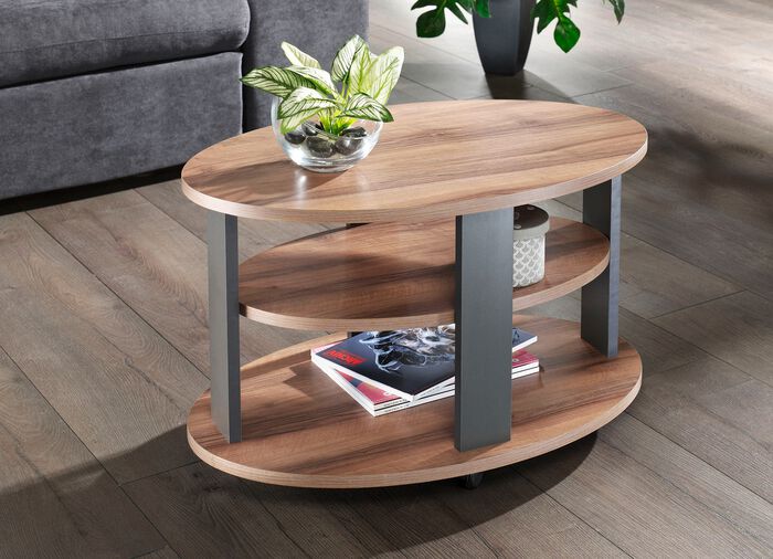 Salontafel op wielen WALNOOT ANTRACIET