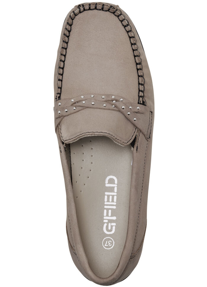 ELENA EDEN, comfortabele damespantoffels, breedte H, met uitneembaar voetbed TAUPE