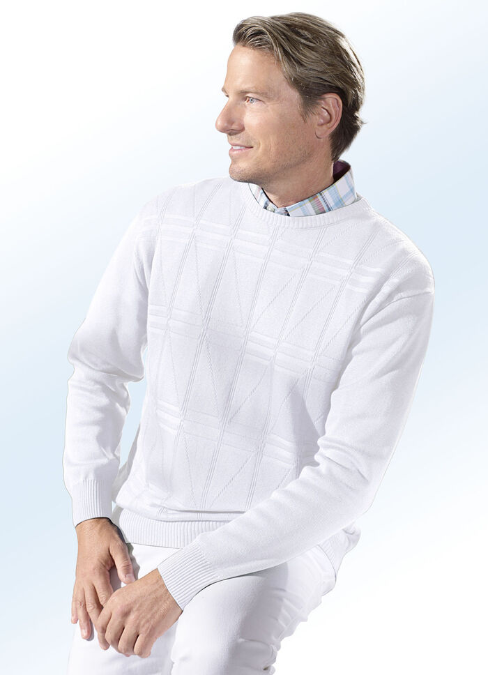 Chique trui met ronde hals in 3 kleuren WIT