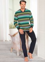 Pyjama, met V-hals en ribboorden 