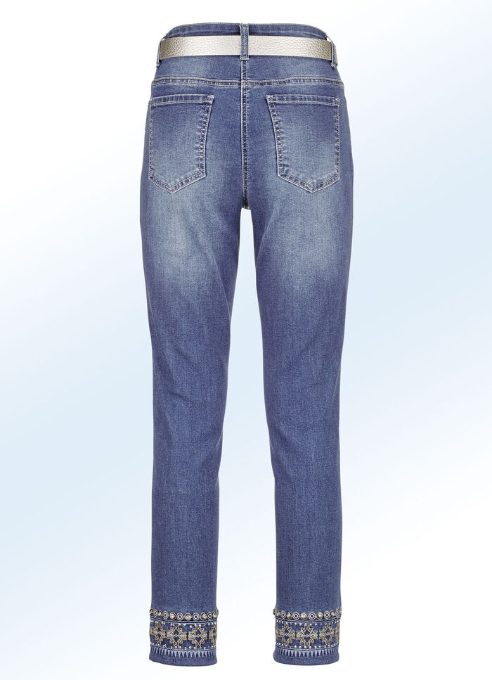 Jeans met uitgebreid borduursel JEANSBLAUW