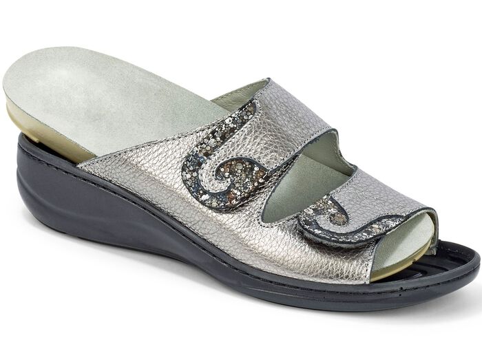 Mubb, comfortabele damesmuiltjes, breedte H, met uitneembaar voetbed ANTIEK BRONS