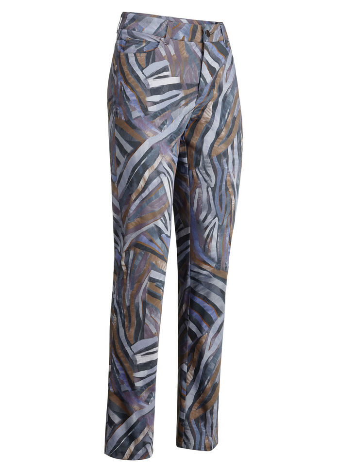 Broek met elastische tailleband aan de achterkant JEANSBLAUWE CHOCOLADE AUBERGINE