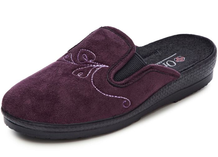 Tweepack klassieke damespantoffels, breedte H, met elastische band 1x MARINE 1x CHIANTI