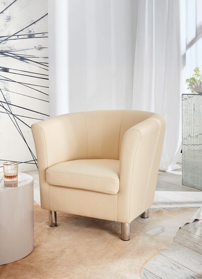 Elegante fauteuil op een stevig houten onderstel 