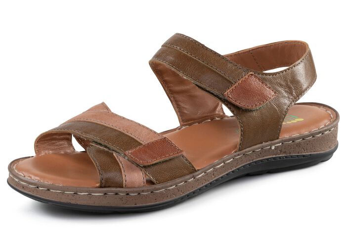 ELENA EDEN sandaal van nappaleer met contrasterende bies 