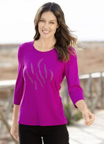 Shirt met 3/4-mouwen in 3 kleuren FUCHSIA