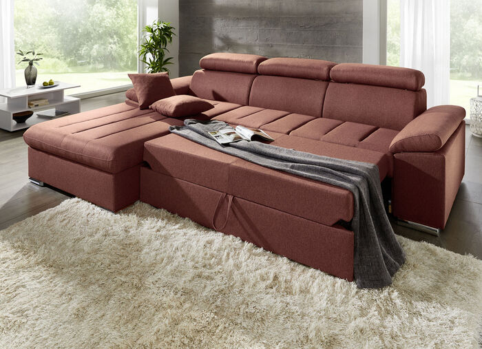 Gestoffeerde hoekbank met comfortabele slaapfunctie AARDE