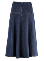 Denimrok met contrasterende deelnaden DUNKELBLAU