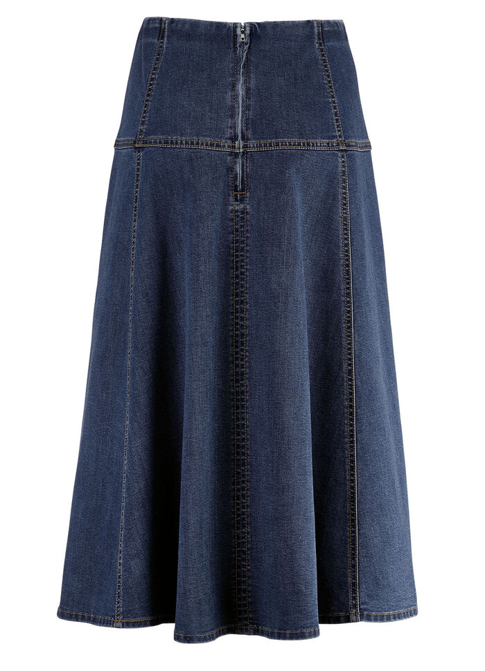 Denimrok met contrasterende deelnaden DUNKELBLAU
