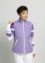 Gewatteerd vest met contrasterende biezen PAARS