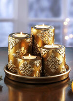 Adventstheelichthouder van keramiek GOUD