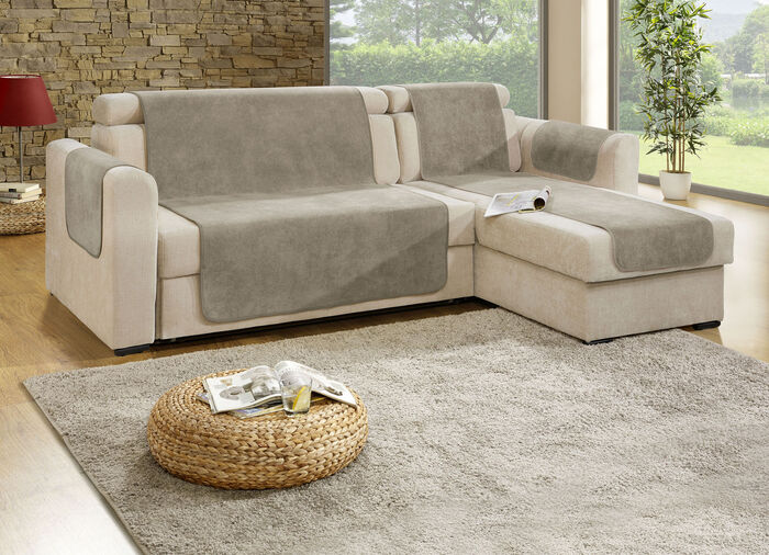 Fauteuil- en bankbeschermer met vlekbescherming en antislipcoating NATUUR