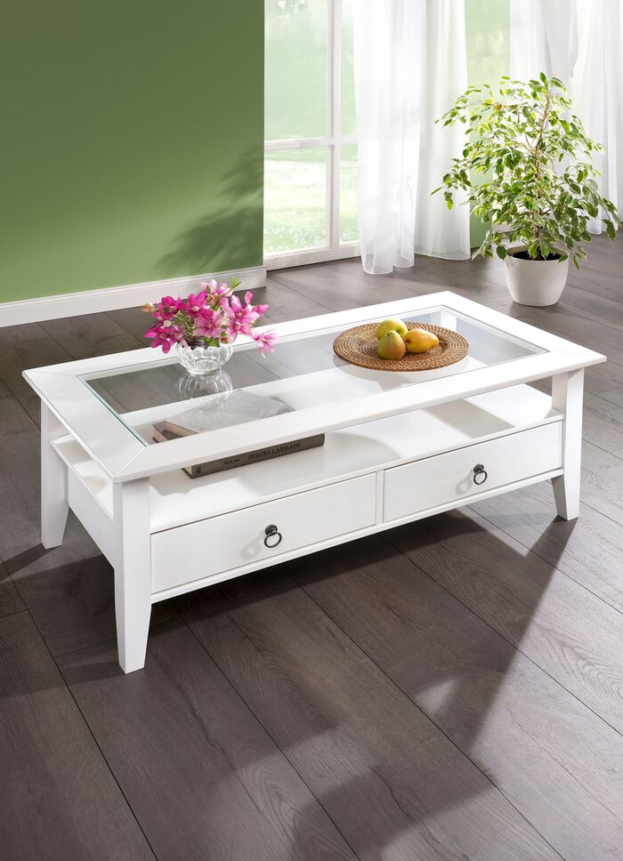 Massief houten salontafel in landhuisstijl 