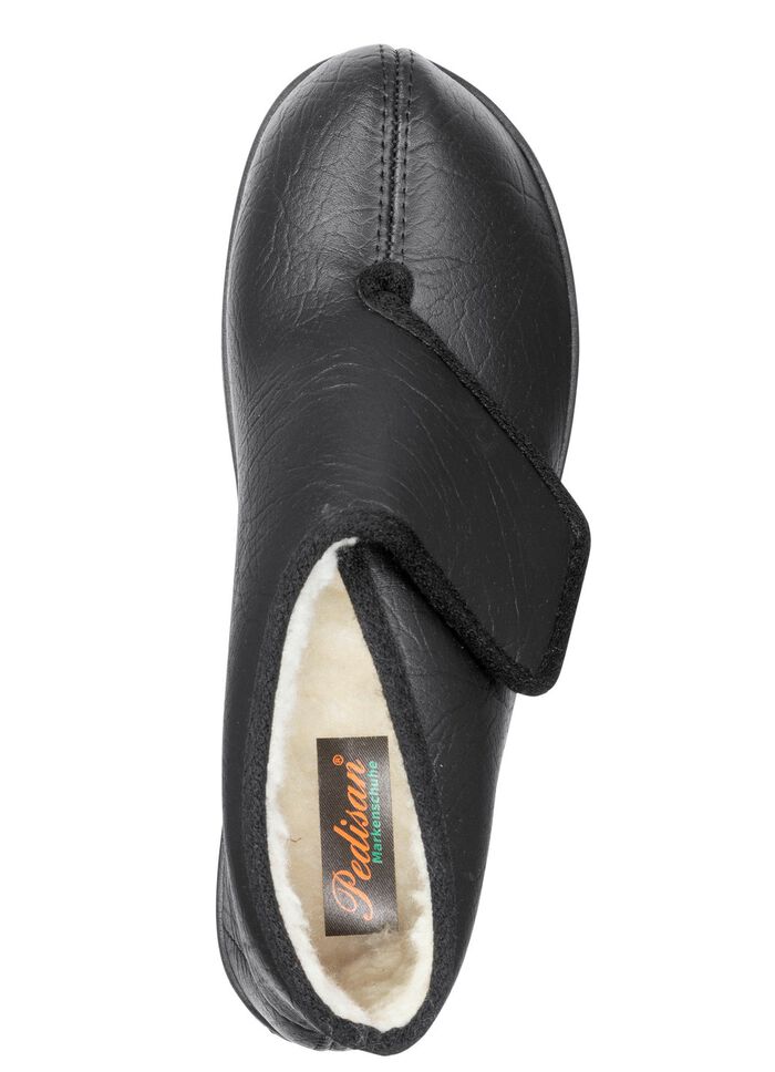 Gevoerde herenpantoffels, met nieuwe wol ZWART