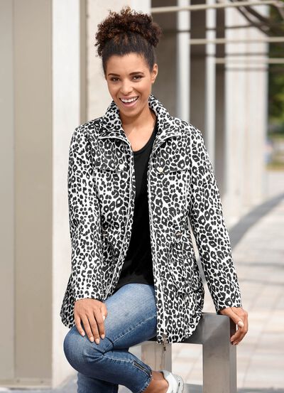 Jas met trendy roofdierbont-design 