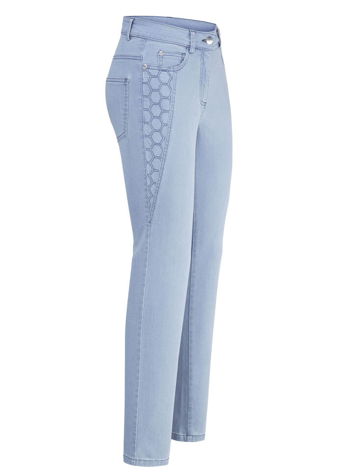Jeans met mooie borduursels LICHTBLAUW