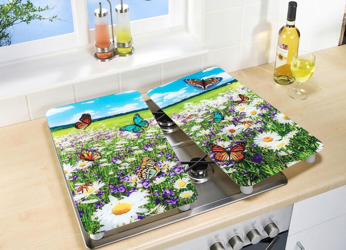 Kachelafdekplaten met zomerweidemotief 