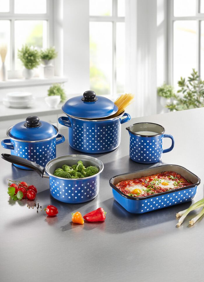 Kookset van hoogwaardig emaille, 5-delig 