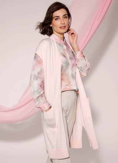 Lang kasjmier gebreid vest 