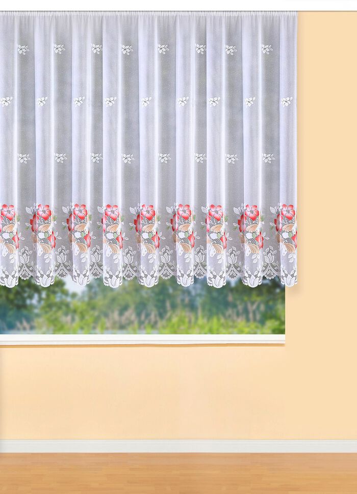 Bloemenraamrolgordijn met universeel raillint WEISS-BUNT