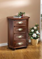 Stijlvolle ladekast met handgeschilderde bloemendecoratie NOTENBOOM