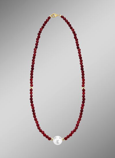 Ketting met parelglans en edelsteenglans 