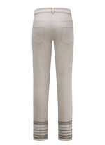 Broek met uitgebreide borduursels in etnische stijl GRIJS