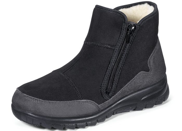 Laurina huis-enkellaarzen met ritssluiting aan de zijkant ZWART-GRIJS