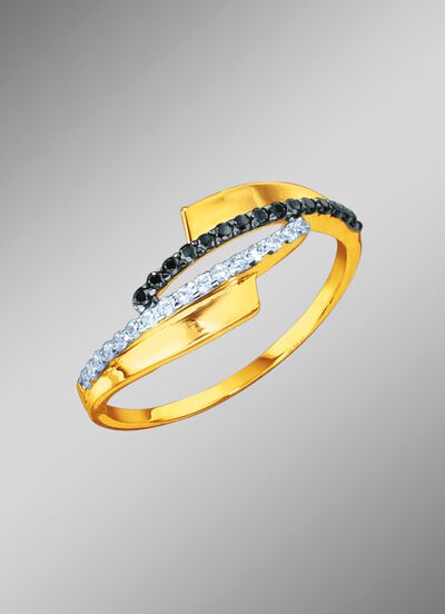 Fijne damesring met synth. zirkonia 