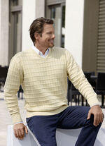 Casual trui met V-hals en gestructureerd ontwerp in 3 kleuren LICHTGEEL