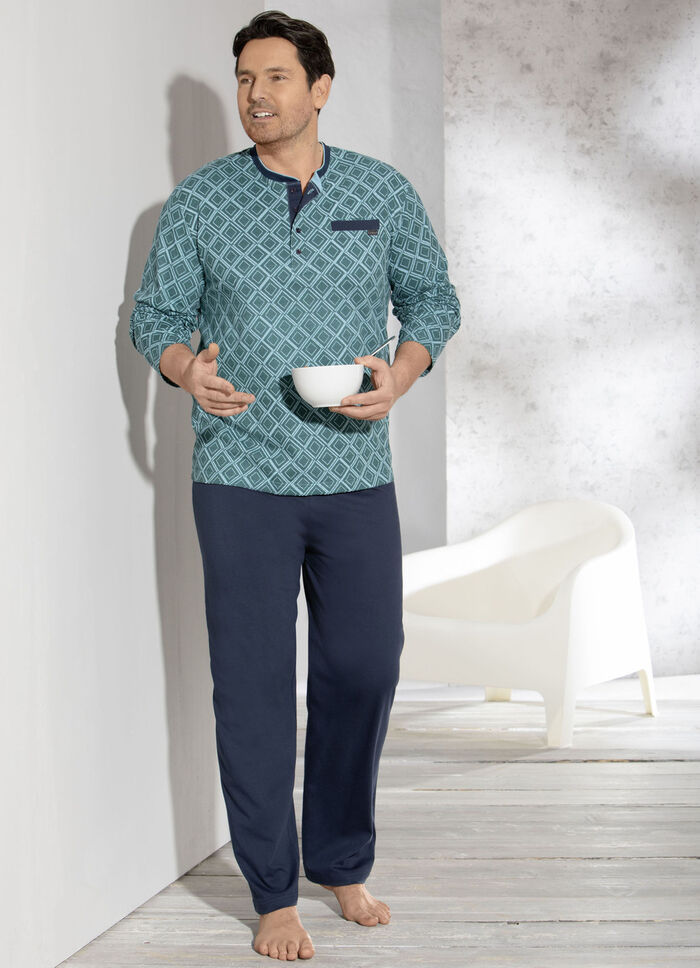 Pyjama met knoopsluiting en borstzakje / duurzame katoenteelt 