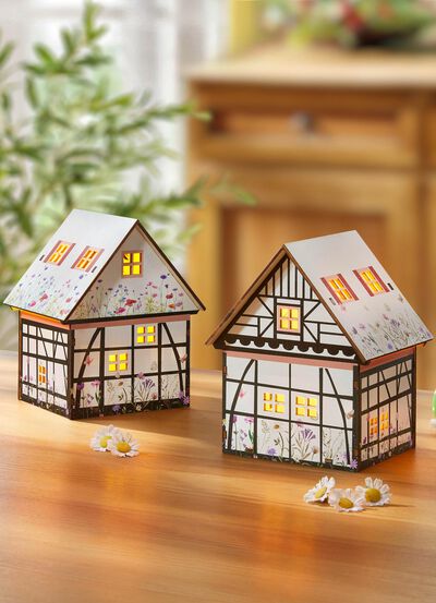 Verlichte huisjes, set van 2 