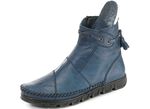 Gemini mocassin enkellaarsjes van rundnappaleer met een gerimpelde structuur BLAUW