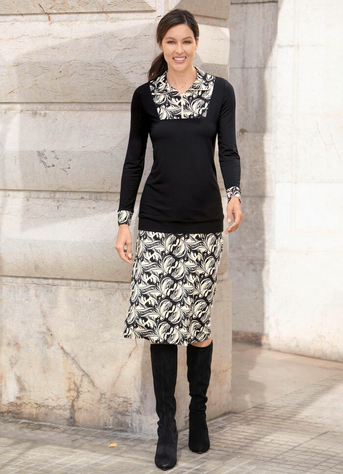 Overhemd met contrasterende omslagkraag 