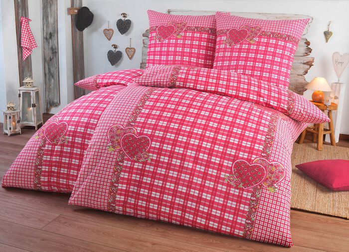 4-delige beddengoedset met rustiek ruitdessin 