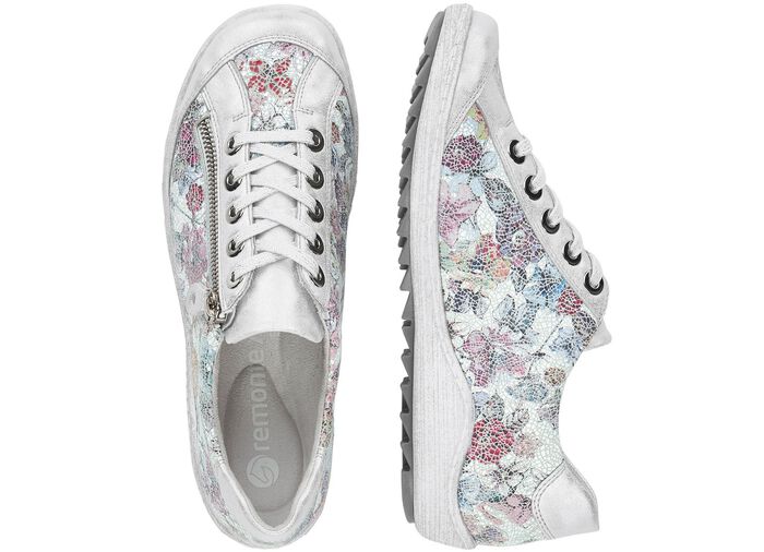 Remonte, elegante damessneakers, breedte G, met rits ZILVER-BONT